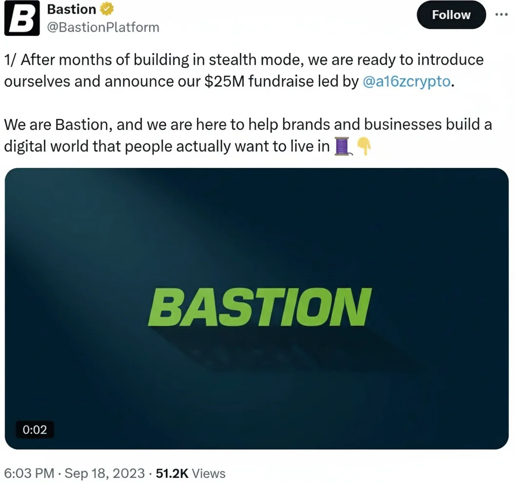 Coinbase, Sony și Samsung susțin Bastion cu o investiție de 14,6 milioane de dolari