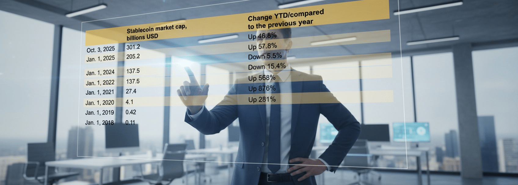 Stablecoinurile ating o capitalizare de peste 300 de miliarde USD în anul 2025.