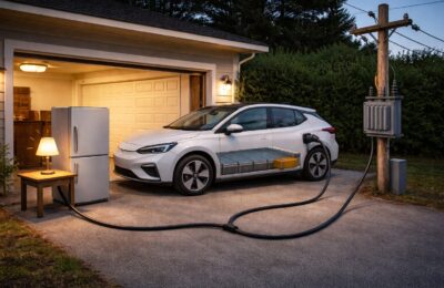 Încărcarea bidirecțională permite 3,5-3,6 kW din bateria mașinii, dar nu alimentează casa printr-un cablu între prize