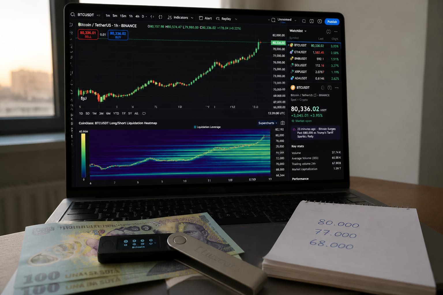Bitcoin a depășit 80.000 de dolari și crește riscul de lichidări masive pe piața derivatelor