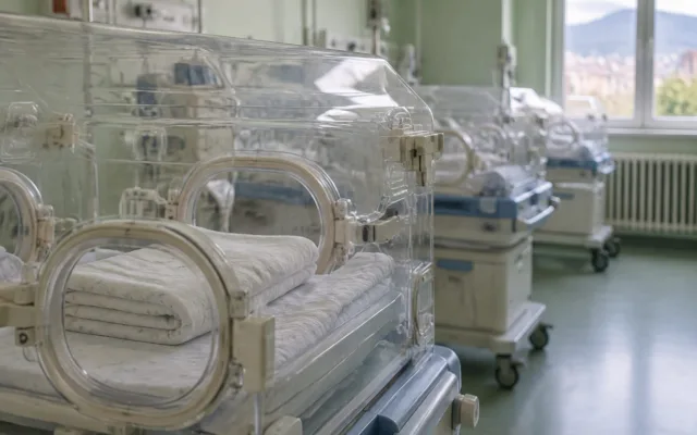 Incubatoare medicale pregătite pentru nou-născuți într-o secție de neonatologie